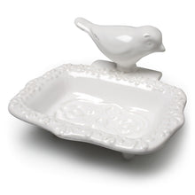 Load image into Gallery viewer, White Ceramic Bird Soap Dish