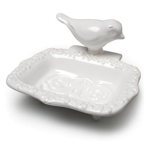 White Ceramic Bird Soap Dish